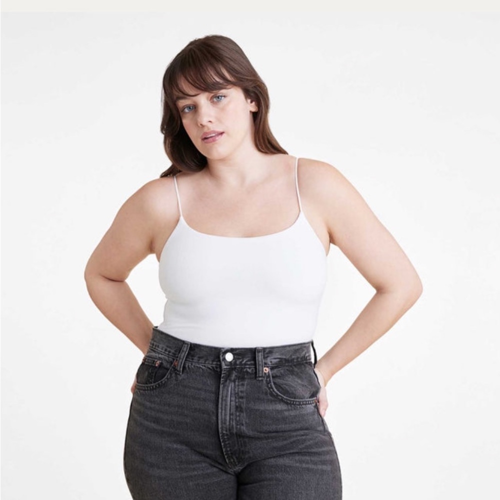 Nuuds White Spaghetti Strap Bodysuit